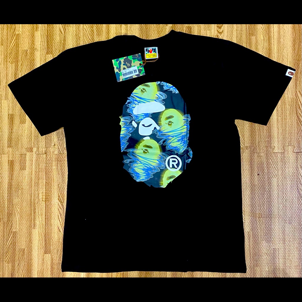 Bape Ape Face Green Glow Ghost Black Tee